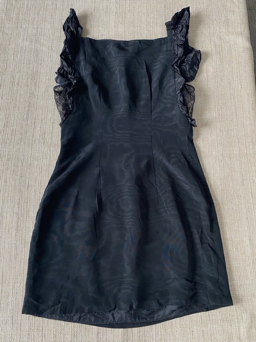 Katy Rodriguez Black Silk Ruffle Sleeve Dress Size 10